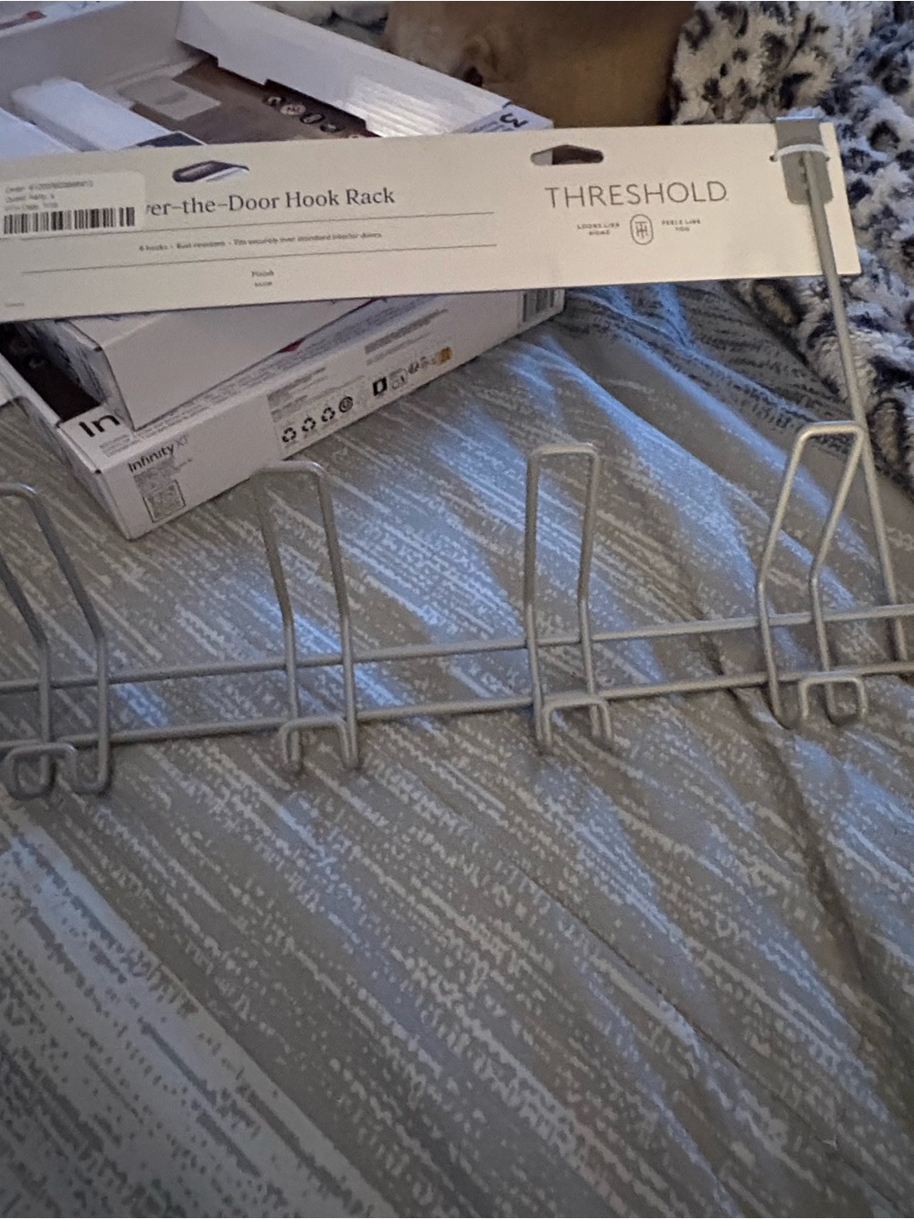 Threshold Metal Over-The-Door Hook Rack in Light Gray